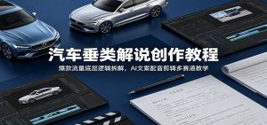 汽车垂类解说创作教程：爆款流量底层逻辑拆解，AI文案配音剪辑多赛道教学-网创项目总站