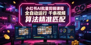 小红书AI批量剪辑课程，24小时全自动运行，解放双手专注运营，千条视频批量处理，小红书算法精准匹配-网创项目总站