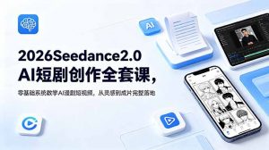 2026Seedance2.0AI短剧创作全套课，零基础系统教学AI漫剧短视频，从灵感到成片完整落地-网创项目总站