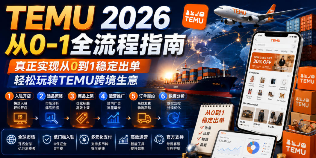TEMU 2026从0-1全流程指南，真正实现从0到1稳定出单，轻松玩转TEMU跨境生意-网创项目总站
