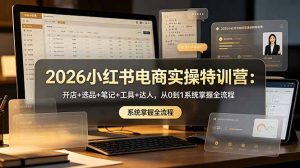 2026小红书电商实操特训营：开店+选品+笔记+工具+达人，从0到1系统掌握全流程-网创项目总站
