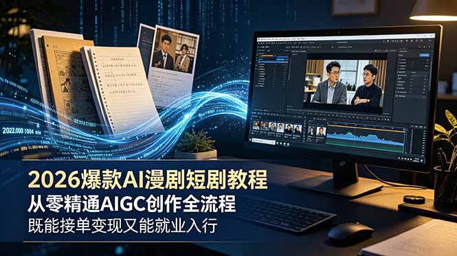 2026 爆款 AI 漫剧短剧教程 从零精通 AIGC 创作全流程 既能接单变现又能就业入行-网创项目总站