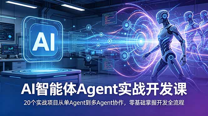 AI智能体Agent实战开发课：20个实战项目从单Agent到多Agent协作，零基础掌握开发全流程-网创项目总站