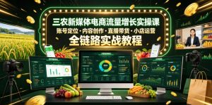三农新媒体电商流量增长实操课，账号定位・内容创作・直播带货・小店运营，全链路实战教程-网创项目总站