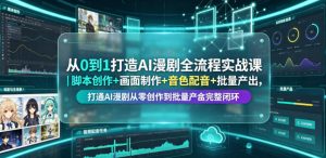 从0到1打造AI漫剧全流程实战课｜脚本创作+画面制作+音色配音+批量产出，打通AI漫剧从零创作到批量量产完整闭环-网创项目总站
