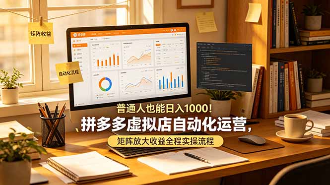 普通人也能日入 1000！拼多多虚拟店自动化运营，矩阵放大收益全程实操流程-网创项目总站