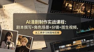 AI漫剧制作实战课程：剧本撰写+角色场景+分镜+图生视频，从工具学习到落地实操-网创项目总站