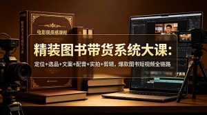精装图书带货系统大课：定位+选品+文案+配音+实拍+剪辑，爆款图书短视频全链路-网创项目总站