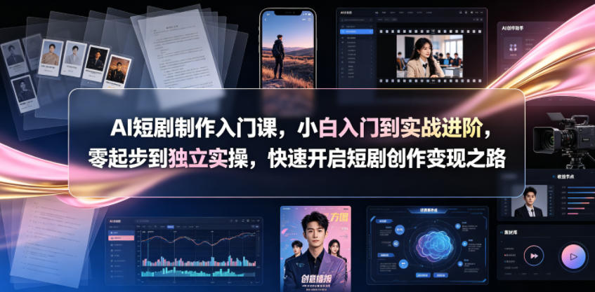 AI短剧制作入门课，小白入门到实战进阶，零起步到独立实操，快速开启短剧创作变现之路-网创项目总站