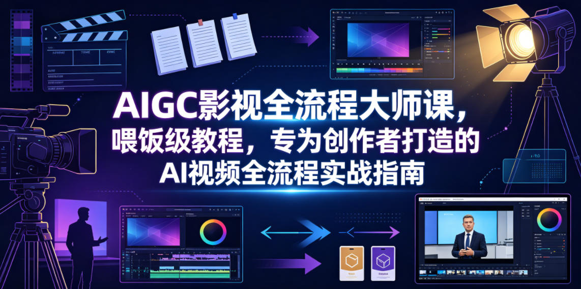 AIGC影视全流程大师课，喂饭级教程，专为创作者打造的AI视频全流程实战指南-网创项目总站