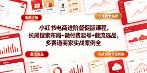 小红书电商进阶督促版课程，长尾搜索布局+微付费起号+截流选品，多赛道商家实战案例全程拆解-网创项目总站