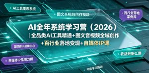AI全年系统学习营(2026)｜全品类AI工具精通+图文音视频全域创作+百行业落地变现+自媒体IP打造年度进阶大课-网创项目总站