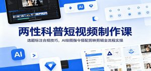 两性科普短视频制作课：选题标注合规技巧，AI绘图指令搭配剪映剪辑全流程实操-网创项目总站