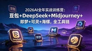 2026AI全年实战训练营：豆包+DeepSeek+Midjourney+即梦+可灵+海螺，全工具链-网创项目总站