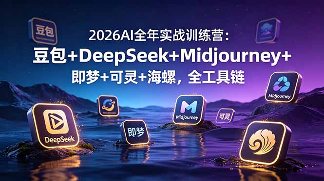 2026AI全年实战训练营：豆包+DeepSeek+Midjourney+即梦+可灵+海螺，全工具链-网创项目总站