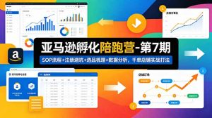 亚马逊孵化陪跑营-第7期：SOP流程+注册避坑+选品梳理+数据分析，千单店铺实战打法(更新0625-网创项目总站