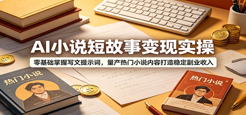 AI小说短故事变现实操：零基础掌握写文提示词，量产热门小说内容打造稳定副业收入-网创项目总站