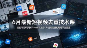 6月最新短视频去重技术课，适配可灵即梦快手Omni视频号，分镜底层重构规避平台查重-网创项目总站