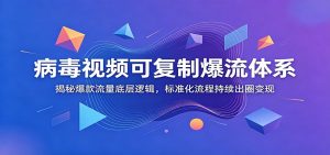 病毒视频可复制爆流体系：揭秘爆款流量底层逻辑，标准化流程持续出圈变现-网创项目总站
