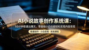 AI小说故事创作系统课：10分钟极速出爆文，零基础小白也能轻松实现内容变现-网创项目总站