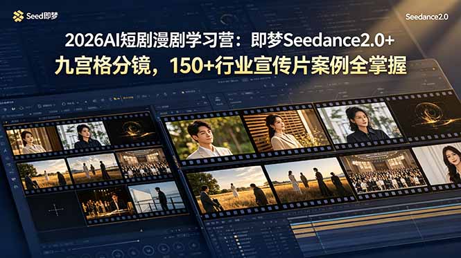 2026AI短剧漫剧学习营：即梦Seedance2.0+九宫格分镜，150+行业宣传片案例全掌握-网创项目总站