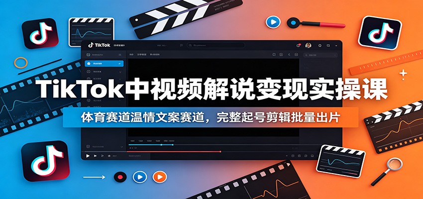 TikTok中视频解说变现实操课：体育赛道温情文案赛道，完整起号剪辑批量出片-网创项目总站