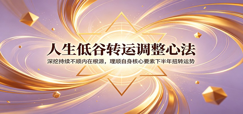 人生低谷转运调整心法：深挖持续不顺内在根源，理顺自身核心要素下半年扭转运势-网创项目总站
