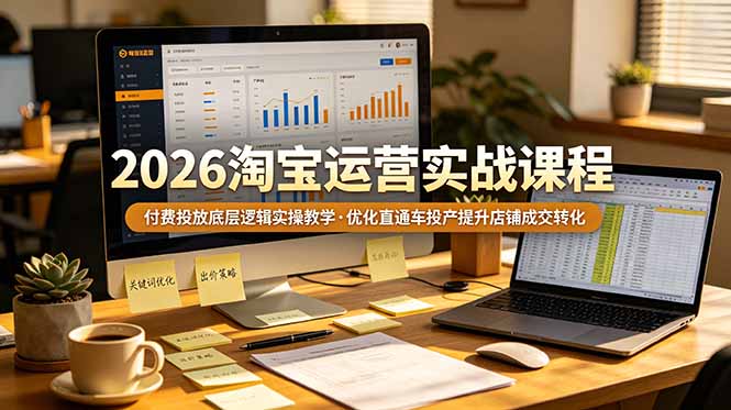 2026 淘宝运营实战课程，付费投放底层逻辑实操教学，优化直通车投产提升店铺成交转化-网创项目总站