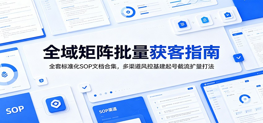 全域矩阵批量获客指南：全套标准化SOP文档合集，多渠道风控基建起号截流扩量打法-网创项目总站