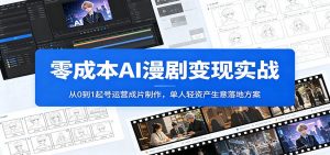 零成本AI漫剧变现实战：从0到1起号运营成片制作，单人轻资产生意落地方案-网创项目总站