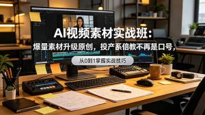 AI视频素材实战班：爆量素材升级原创，投产翻倍不再是口号，0-1系统教学实战落地-网创项目总站