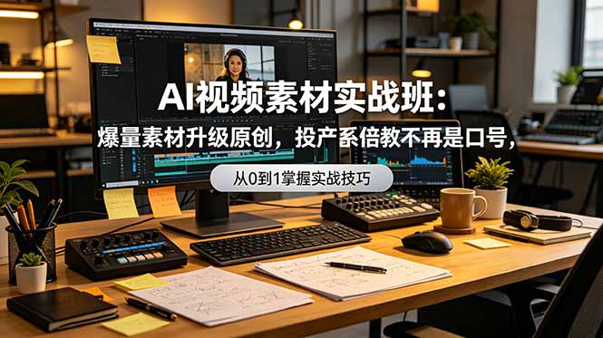 AI视频素材实战班：爆量素材升级原创，投产翻倍不再是口号，0-1系统教学实战落地-网创项目总站