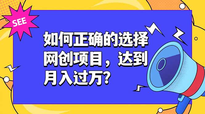 如何正确的选择网创项目，达到月入过万？，本课程教你正确选择项目。-网创项目总站