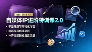 自媒体IP进阶特训课2.0，零基础撰写高转化内容，筛选优质创业项目，补齐变现短板盘活流量-网创项目总站