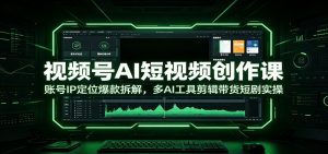 视频号AI短视频创作课：账号IP定位爆款拆解，多AI工具剪辑带货短剧实操-网创项目总站