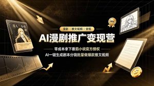 AI漫剧推广变现营，零成本拿下番茄小说官方授权，AI一键生成剧本分镜批量做爆款推文视频-网创项目总站