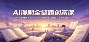 AI漫剧全链路创富课:小说素材剧本创作,人物场景AI生成剪辑发布变现全流程-网创项目总站