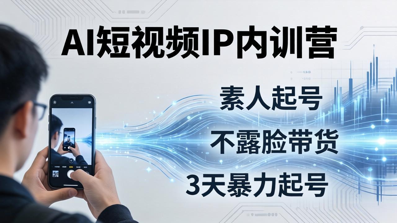 2026AI短视频IP内训营-更新：从素人起号到不露脸带货，3天暴力起号全流程拆解-网创项目总站