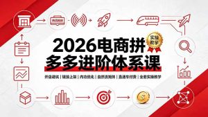 2026电商拼多多进阶体系课，开店避坑，链接上架，内功优化，自然流矩阵｜直通车付费｜全套实操教学-网创项目总站