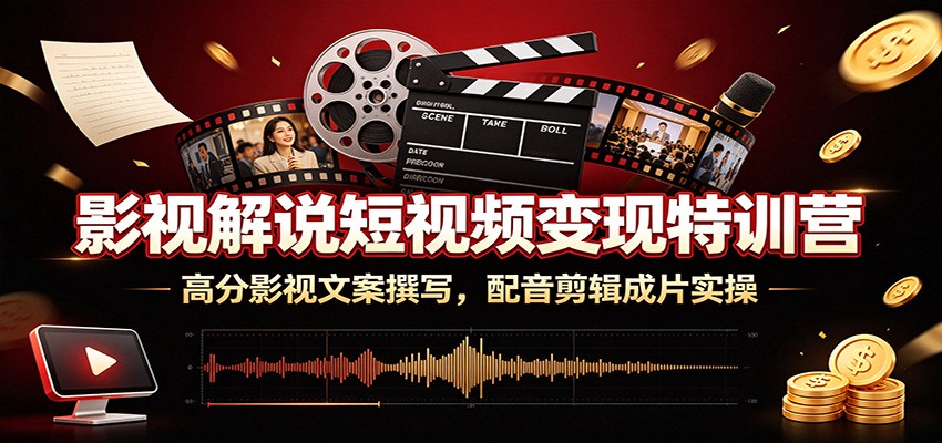 影视解说短视频变现特训营：高分影视文案撰写，配音剪辑成片实操-网创项目总站