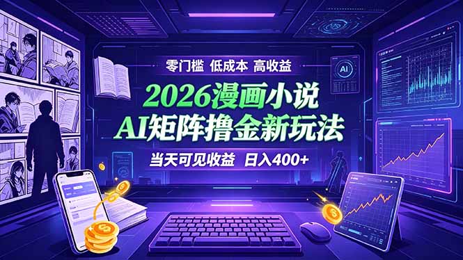 爆款小说漫画大阅读 ai矩阵操作 当天可见收益 日入400+ 零门槛 高收益-网创项目总站