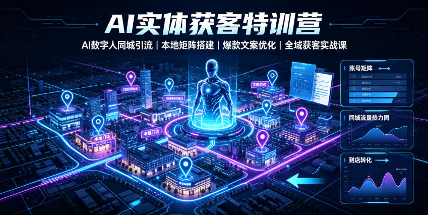 AI实体获客特训营｜AI数字人同城引流、本地矩阵搭建、爆款文案优化全域获客实战课-网创项目总站