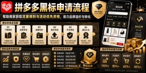 拼多多黑标申请流程，帮助商家获取流量倾斜与活动优先资格，助力品牌溢价与转化-网创项目总站