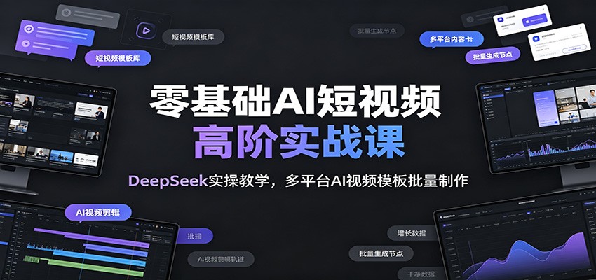 零基础AI短视频高阶实战课：DeepSeek实操教学，多平台AI视频模板批量制作-网创项目总站