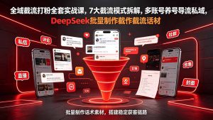 全域截流打粉全套实战课，7大截流模式拆解，多账号养号导流私域，DeepSeek批量制作截流话术素材-网创项目总站
