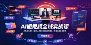 AI短视频全域实战课｜多工具AI成片、数字人带货、剪映高阶剪辑、账号运营全域变现全套教程-网创项目总站